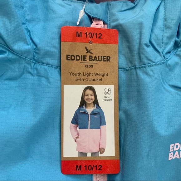 NWT Girl’s Eddie Bauer 3-in-1 Hooded Jacket Medium 10/12 - Picture 2 of 10